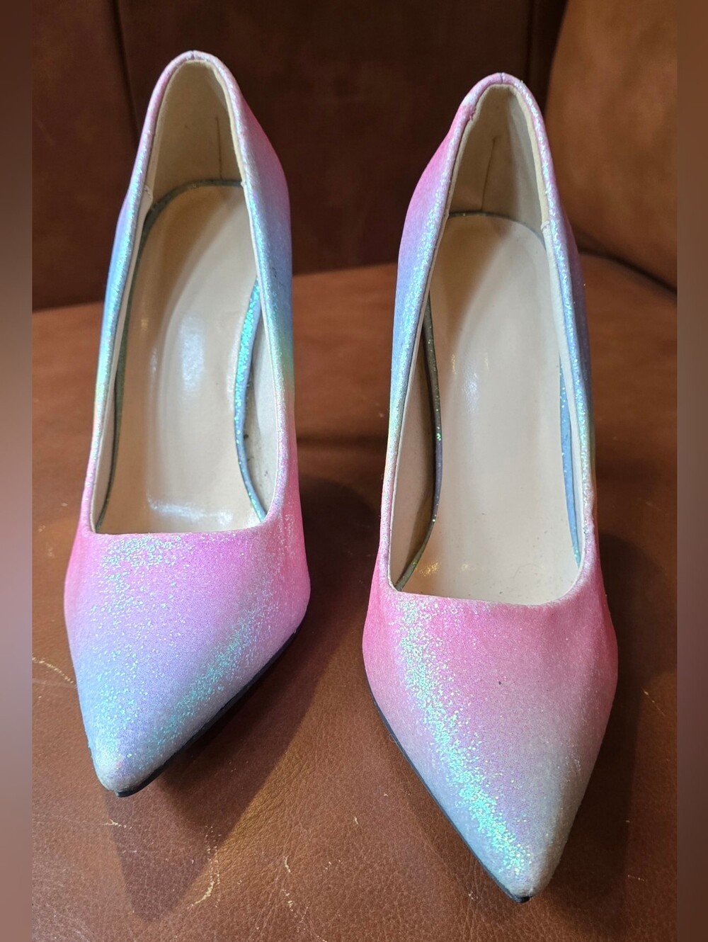 Source Unknown Iridescent Pink Rainbow Glitter Stiletto Pumps - Picture 2 of 12